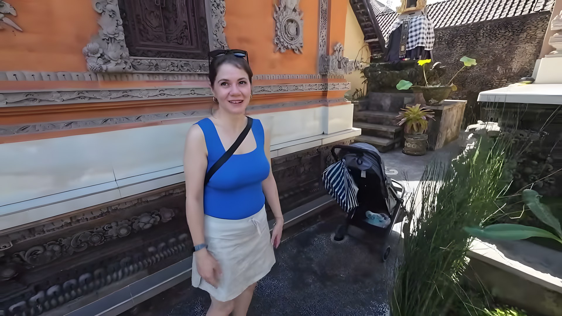 Bali yemek kursunun aile tapınağı bulunan avlusu