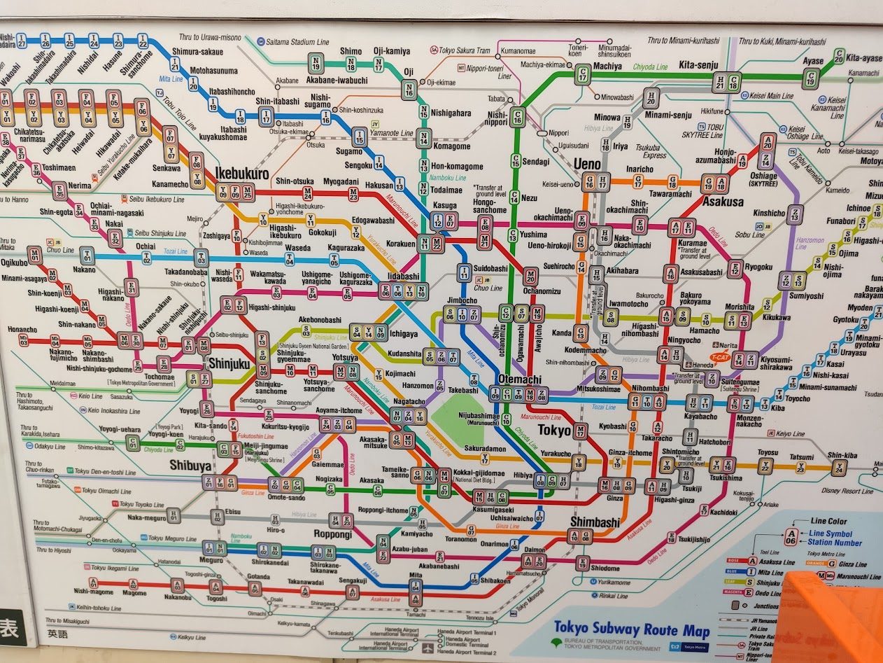 Tokyo Metro Subway haritası - tüm hatlar